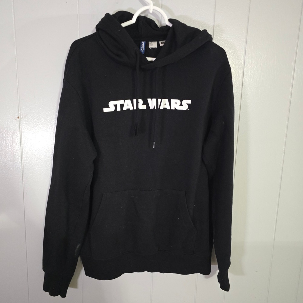 H&M Divided Star Wars Hoodie Mens Medium Black‎ Graphic Logo Pullover